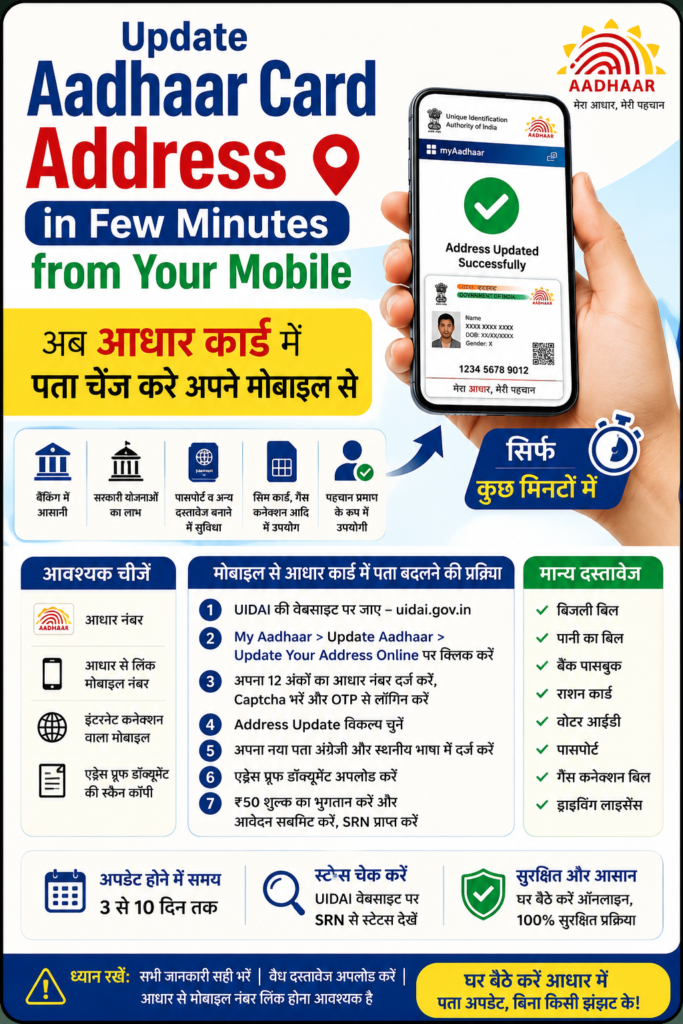 Update Aadhaar Card Address in Few Minutes from Your Mobile