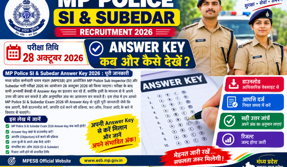 MP Police SI & Subedar Answer Key 2026: एमपी पुलिस एसआई और सूबेदार आंसर की कब आएगी, यहां देखें डाउनलोड लिंक